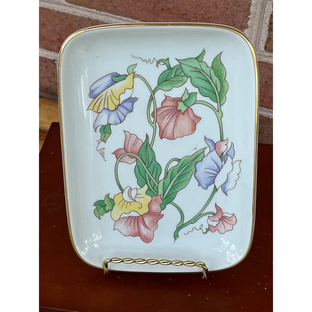Vintage Ben Rickert Porcelain Tray Flowers Floral Japan Trinket Dish Signed